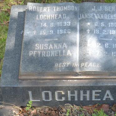 LOCHHEAD Robert Thomson 1893-1966 &amp; Susanna Petronella 1899-1975 :: JANSE VAN RENSBURG J.J. 1908-1956