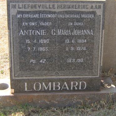 LOMBARD Antonie C. 1890-1965 &amp; Maria Johanna 1894-1978