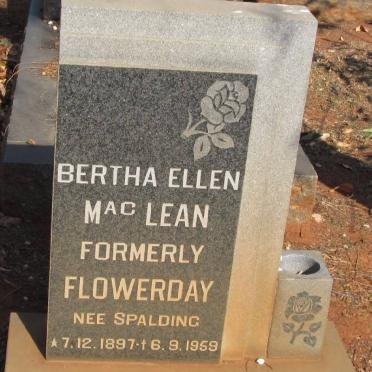 MACLEAN Bertha Ellen formerly FLOWERDAY nee SPALDING 1897-1959