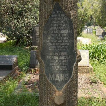 MANS Johannes Nicolaas Lourens 1881-1951 &amp; Wilhelmina Andrina Jacoba 1886-1973