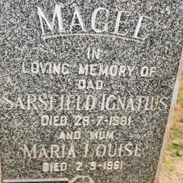 MAGEE Sarsfield Ignatius -1961 &amp; Maria Louise -1961