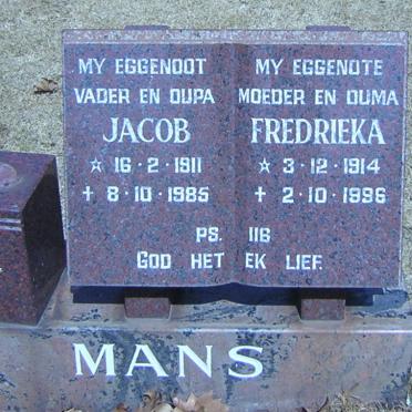 MANS Jacob 1911-1985 &amp; Fredrieka 1914-1996