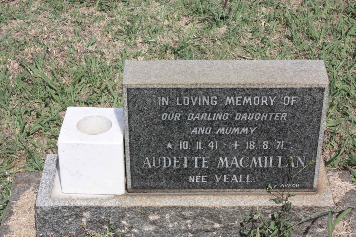 MACMILLAN Audette nee VEALL 1941-1971