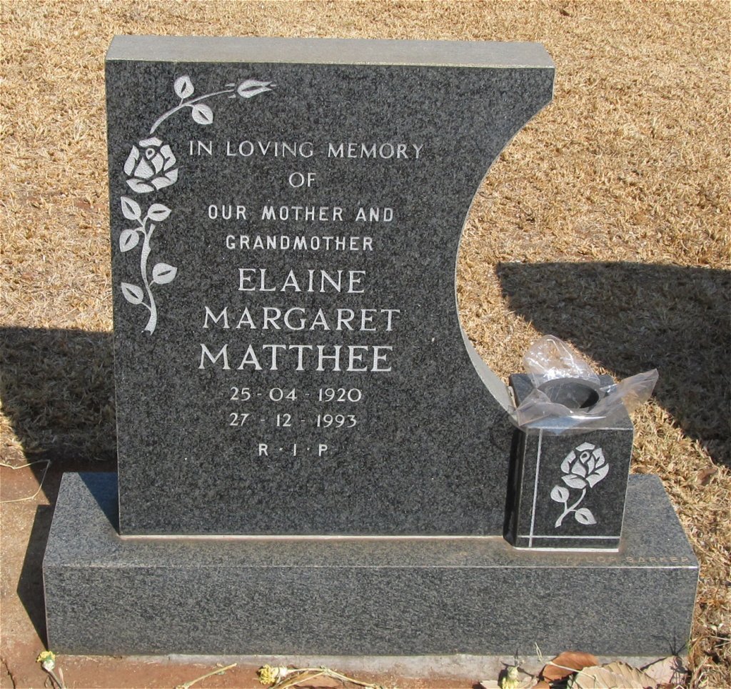 MATTHEE Elaine Margaret 1920-1993