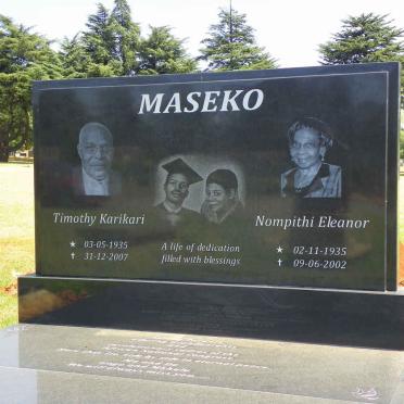 MASEKO Timothy Karikari 1935-2007 &amp; Nompithi Eleanor 1935-2002