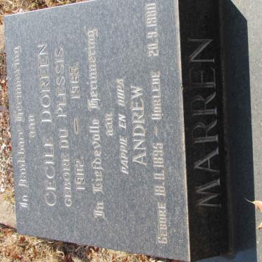 MARREN Andrew 1895-1980 &amp; Cecile Doreen DU PLESSIS 1902-1963