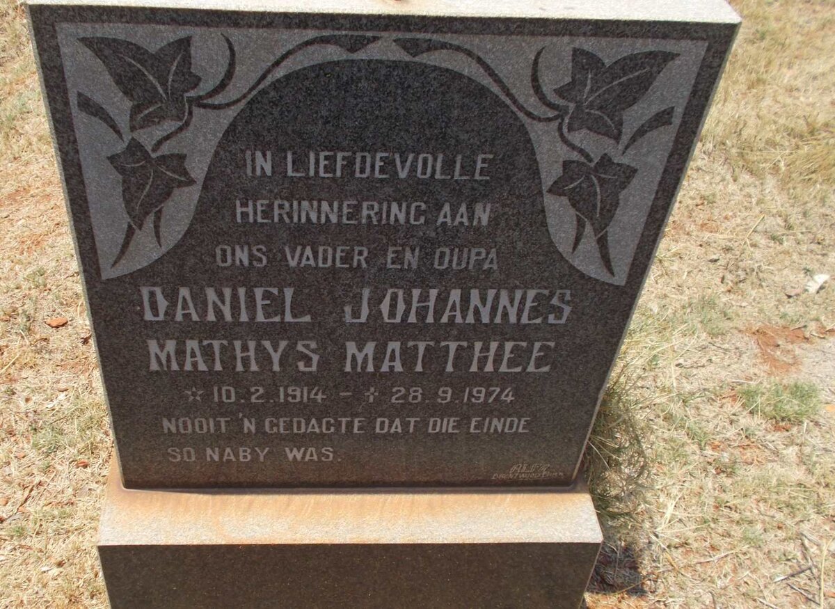 MATTHEE Daniel Johannes Mathys 1914-1974