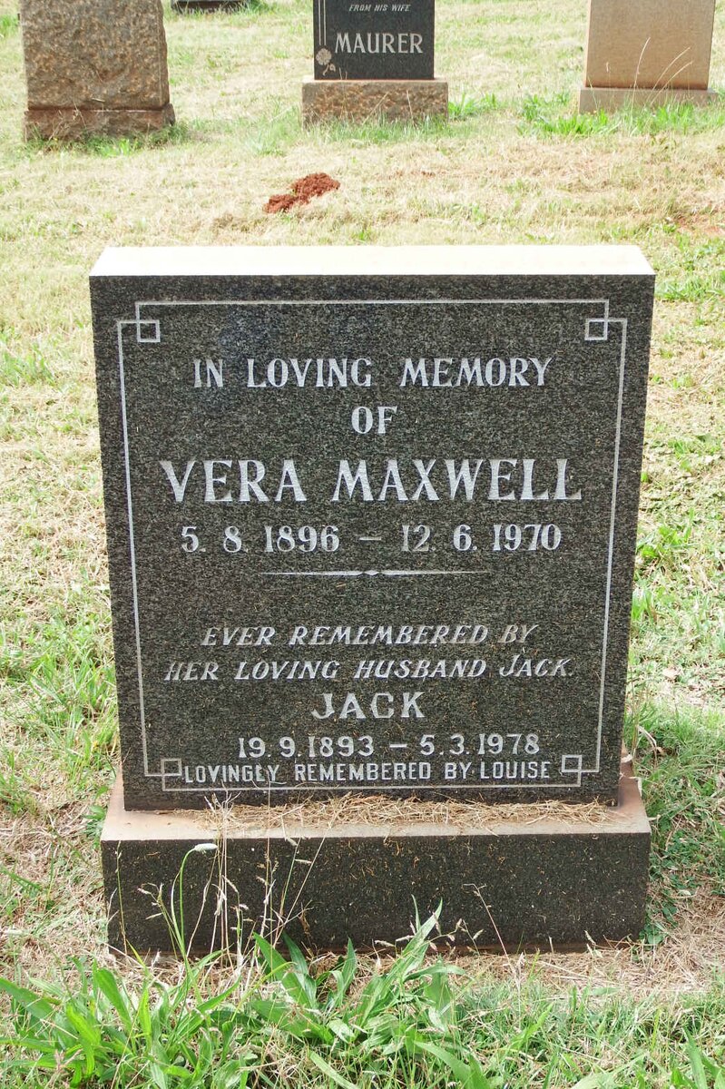 MAXWELL Jack 1893-1978 &amp; Vera 1896-1970