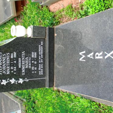 MARX Stephanus Johannes Marthinus 1914-1982 &amp; Emmerentia Maria BRITS 1920-1992 :: MARX Johanna Elizabeth 1950-2009