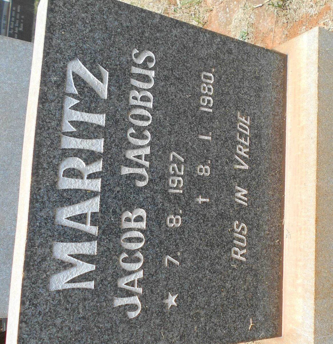 MARITZ Jacob Jacobus 1927-1980