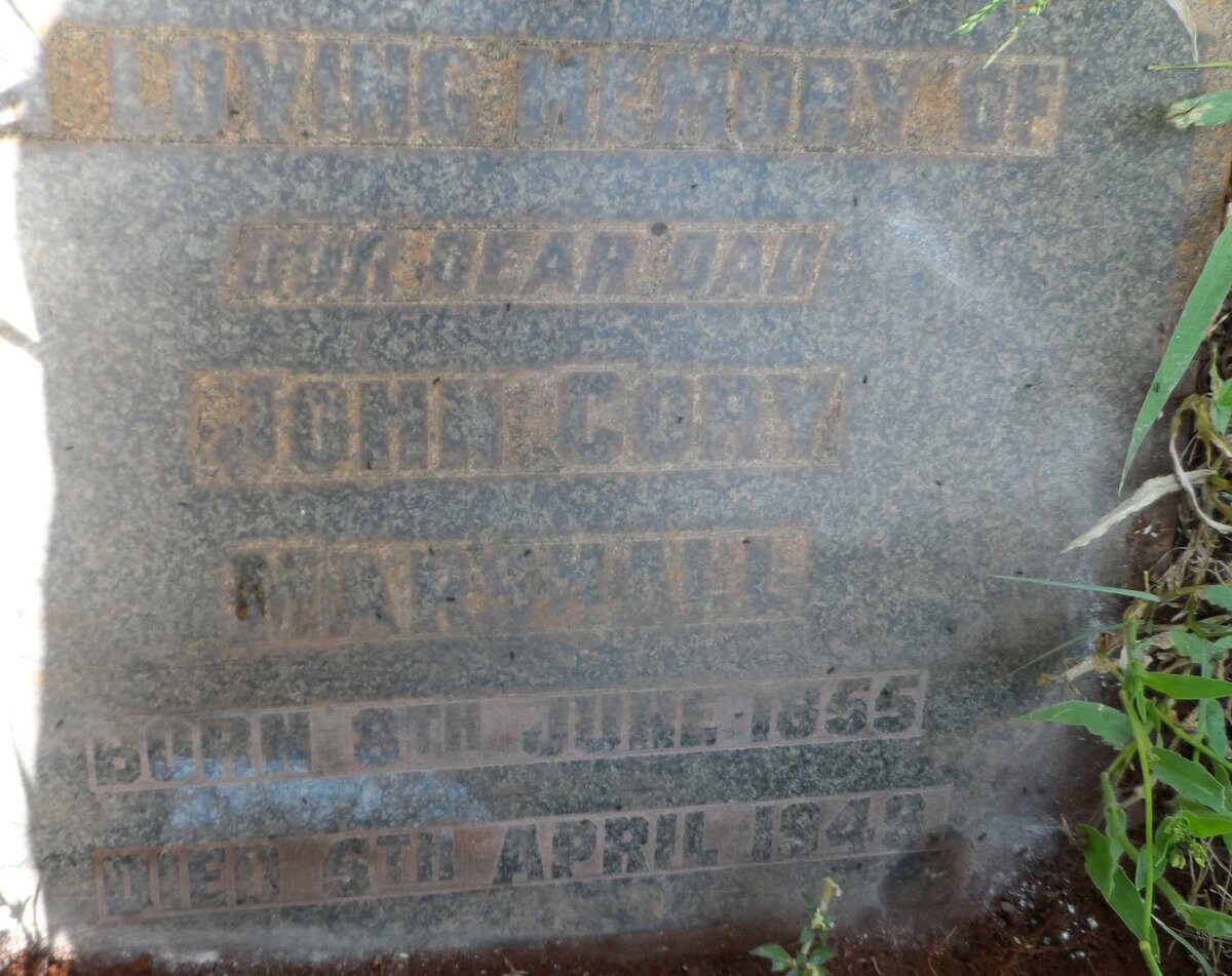 MARSHALL John Cory 1855-1949