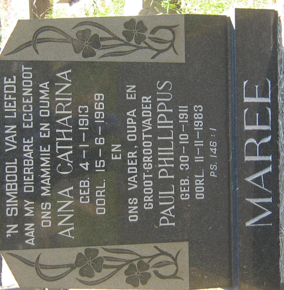 MAREE Paul Phillippus 1911-1983 &amp; Anna Catharina 1913-1969