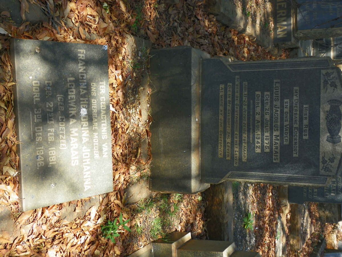 MARAIS Louis Jacobus 1875-1942 &amp; Francina Hendrika Johanna Lodewika COETZEE 1881-1946