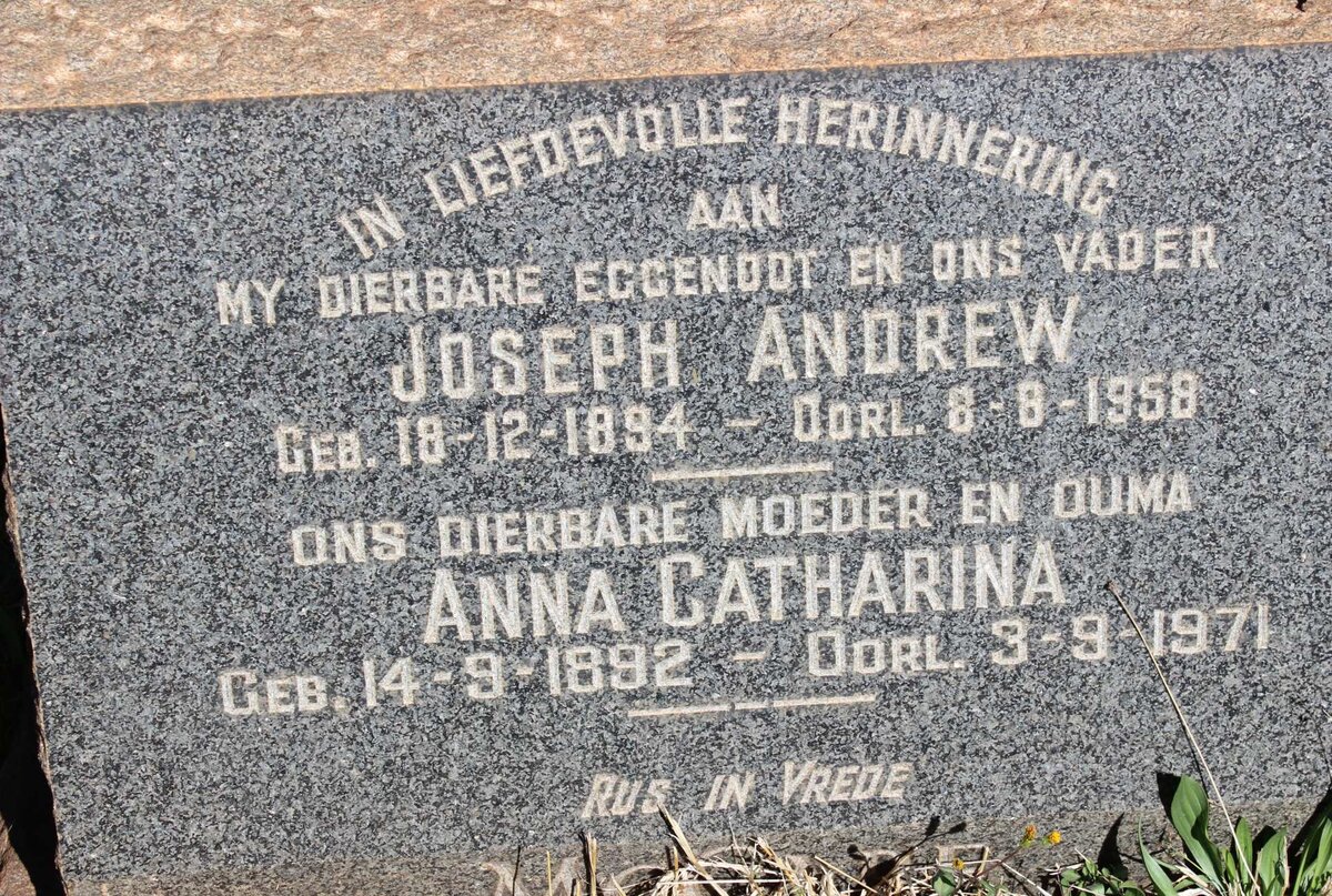 MCGABE Joseph Andrew 1894-1958 &amp; Anna Catharina 1892-1971