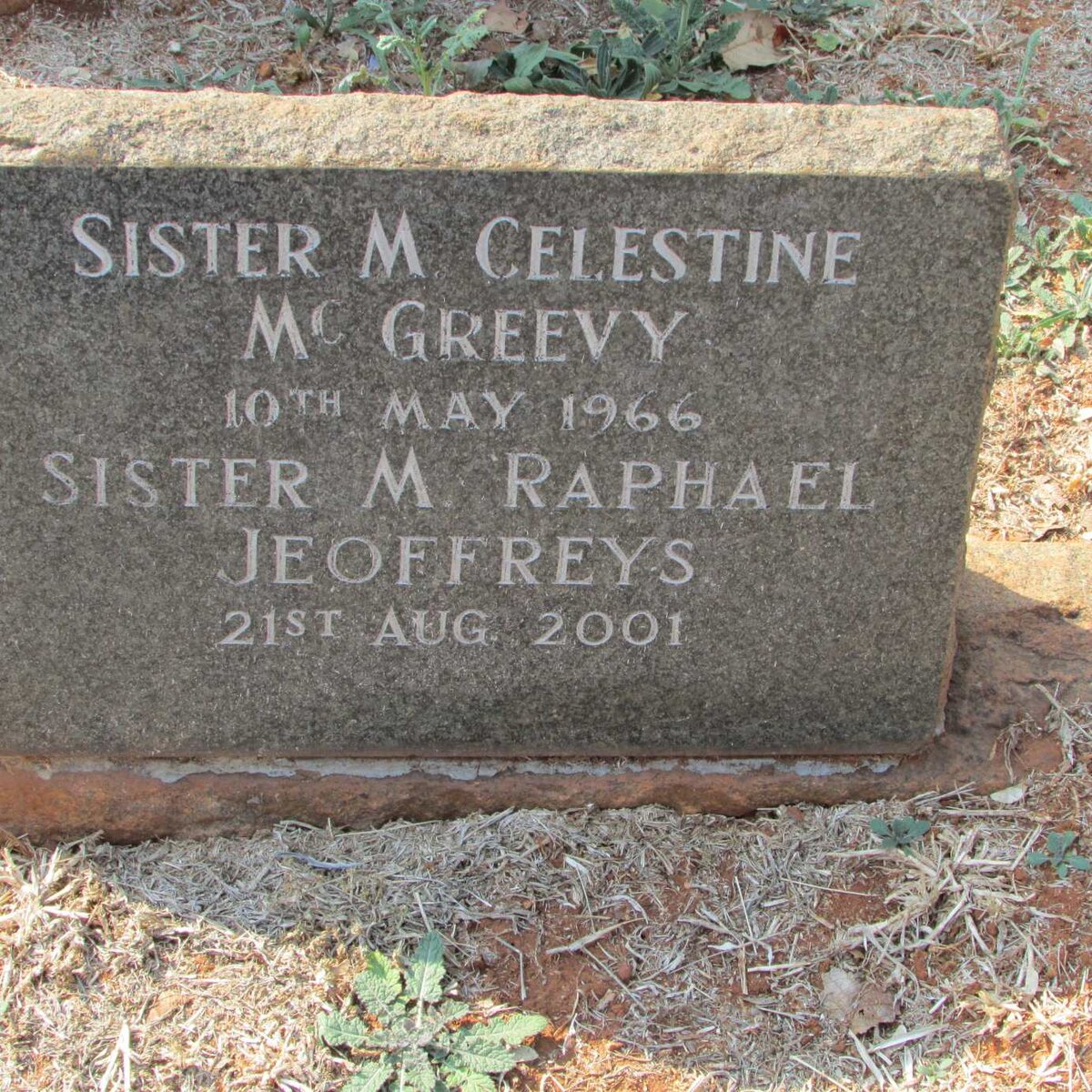 McGREEVY M. Celestine -1966 :: JEOFFREYS M. Raphael -2001