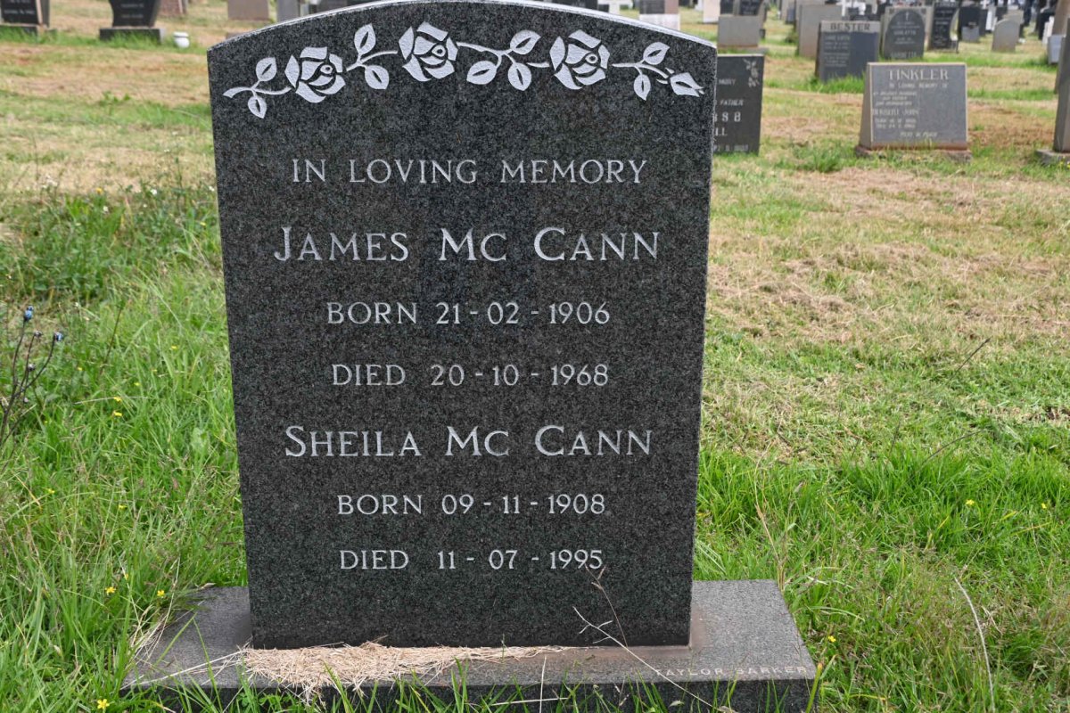 McCANN James 1906-1968 &amp; Sheila 1908-1995