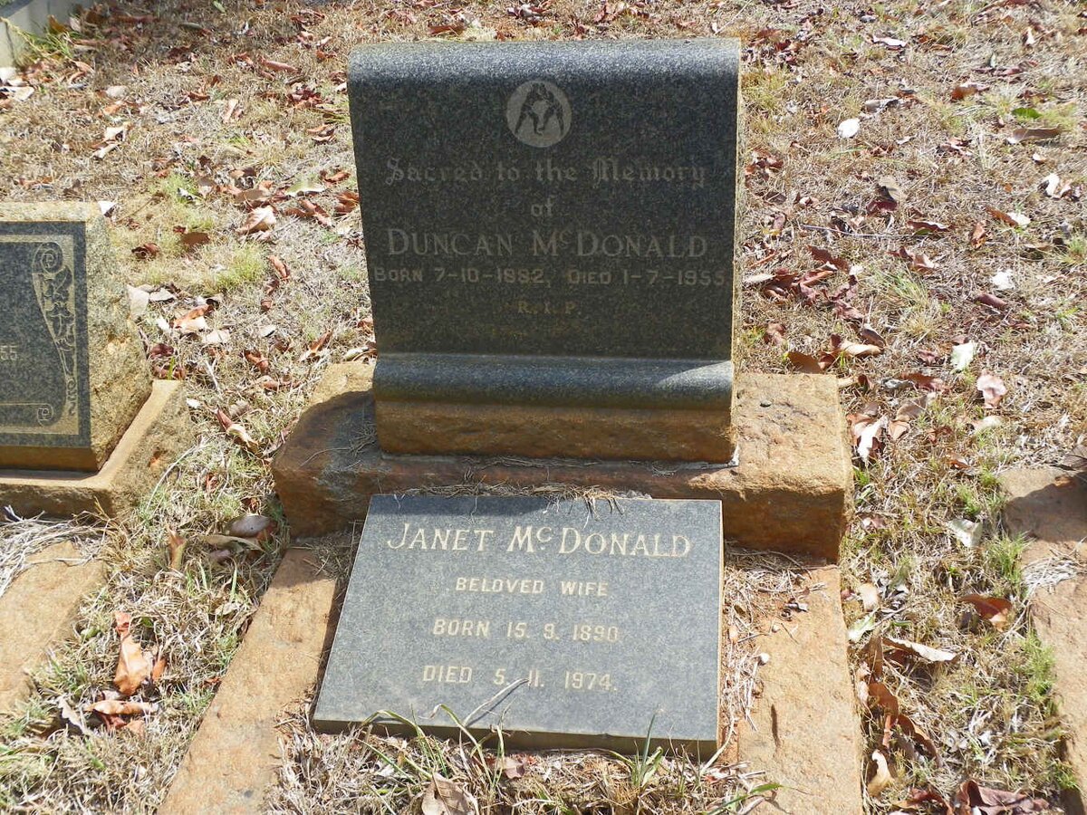 McDONALD Duncan 1882-1955 &amp; Janet 1890-1974