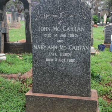 McCARTAN John -1950 &amp; Mary Ann HERD -1950