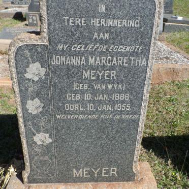 MEYER Johanna Margaretha nee VAN WYK 1886-1955