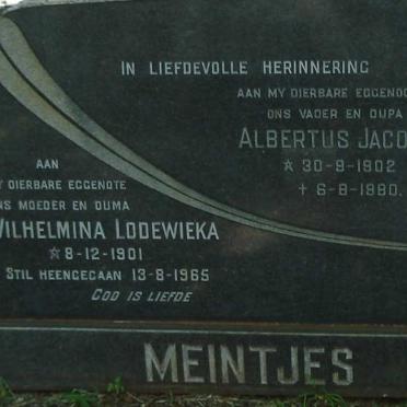MEINTJES Albertus Jacobus 1902-1980 &amp; Wilhelmina Lodewieka 1901-1965