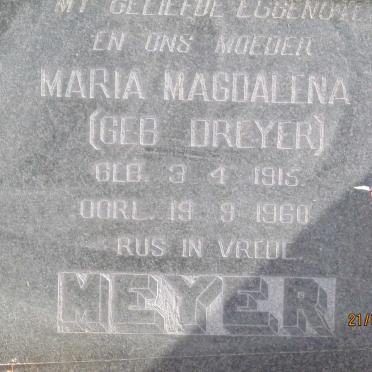 MEYER Maria Magdalena nee DREYER 1915-1960