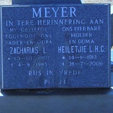 MEYER Zacharias L. 1907-1985 &amp; Heiletjie L.H.C. 1913-2006
