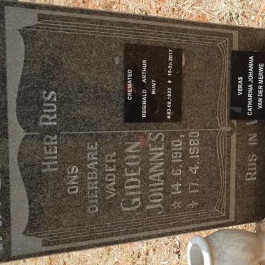MERWE Gideon Johannes, van der 1910-1980 &amp; Catharina Johanna 1916-1999 :: BUNT Reginald Arthur 1933-2017