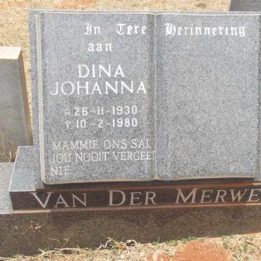 MERWE Dina Johanna, van der 1930-1980