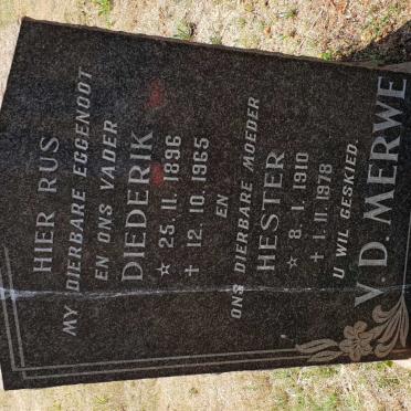 MERWE Diederik, v.d. 1896-1965 &amp; Hester 1910-1978