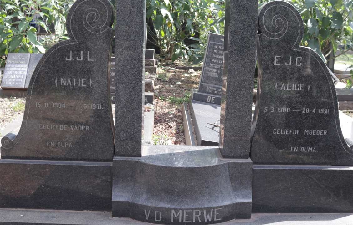 MERWE J.J.L., v.d. 1904-1971 &amp; E.J.C. 1900-1971
