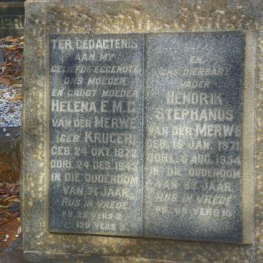 MERWE Hendrik Stephanus, van der 1871-1954 &amp; Helena E.M.C. KRUGER 1872-1943