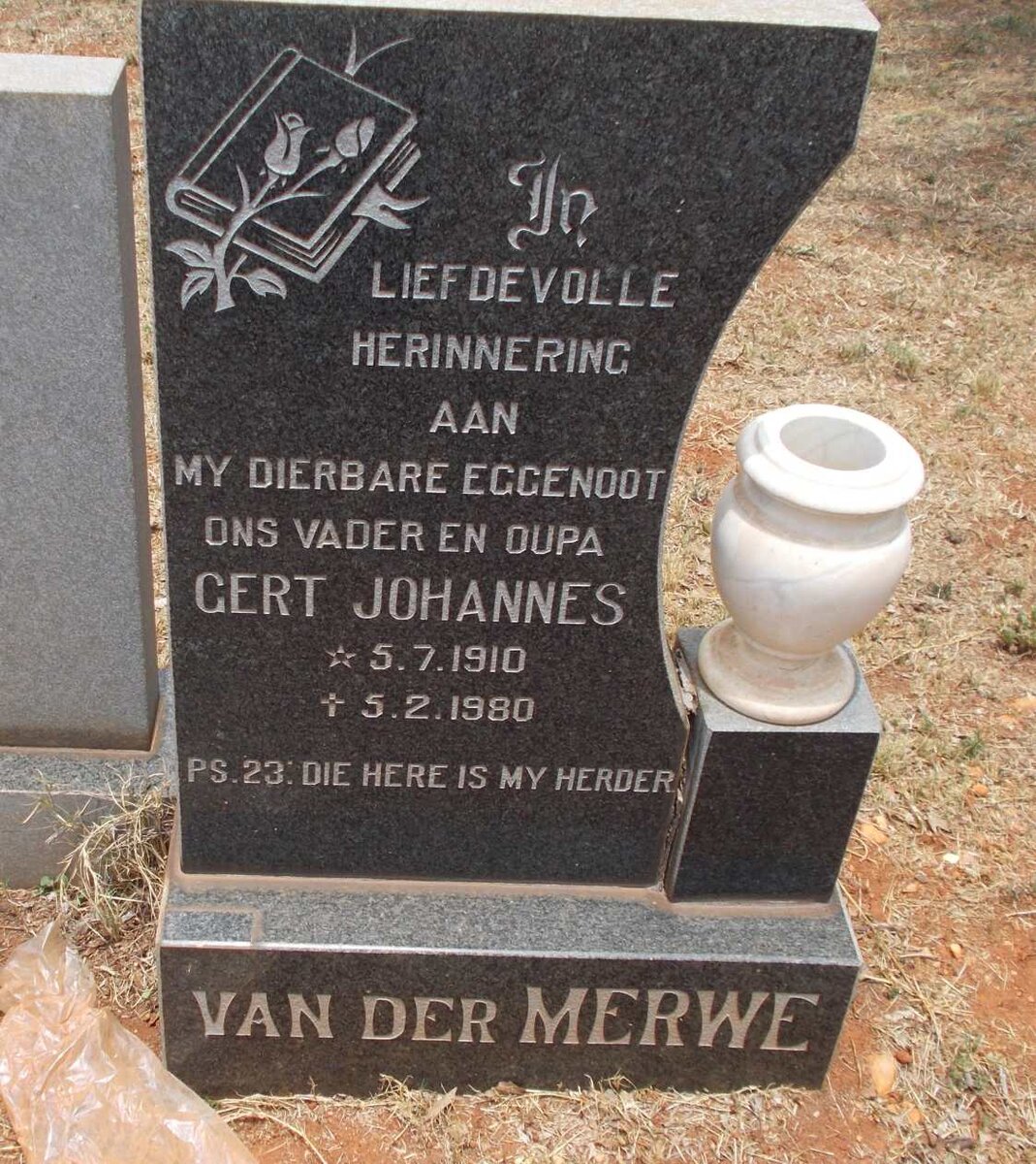 MERWE Gert Johannes, van der 1910-1980
