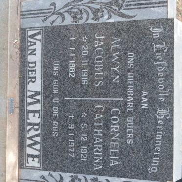 MERWE Alwyn Jacobus, van der 1916-1982 &amp; Cornelia Catharina 1921-1977