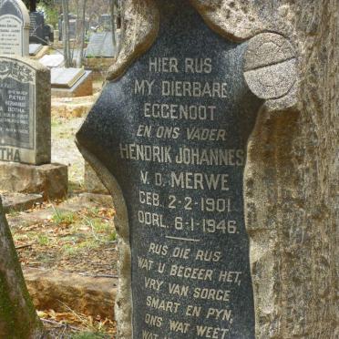 MERWE Hendrik Johannes, v.d. 1901-1946