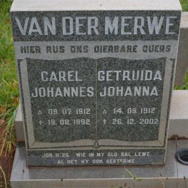MERWE Carel Johannes, van der 1912-1992 &amp; Getruida Johanna 1912-2002