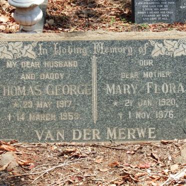 MERWE Thomas George, van der 1917-1953 &amp; Mary Flora 1920-1976