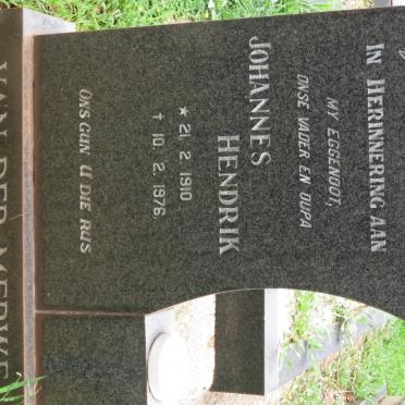 MERWE Johannes Hendrik, van der 1910-1976