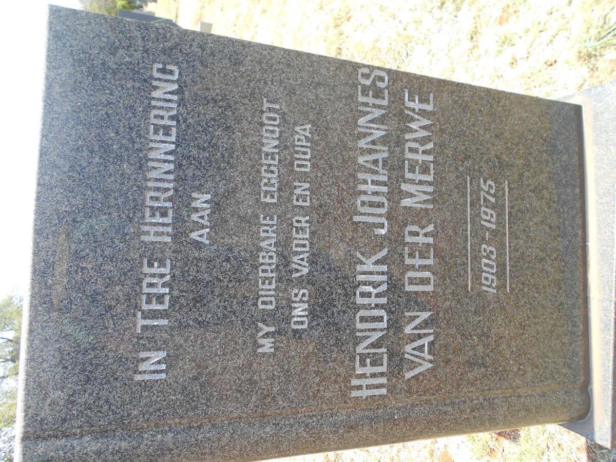 MERWE Hendrik Johannes, van der 1903-1975
