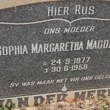 MERWE Sophia Margaretha Magdalena, van der 1877-1958