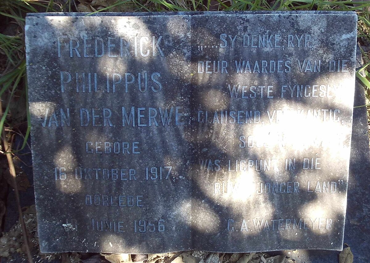 MERWE Frederick Philippus, van der 1917-1956