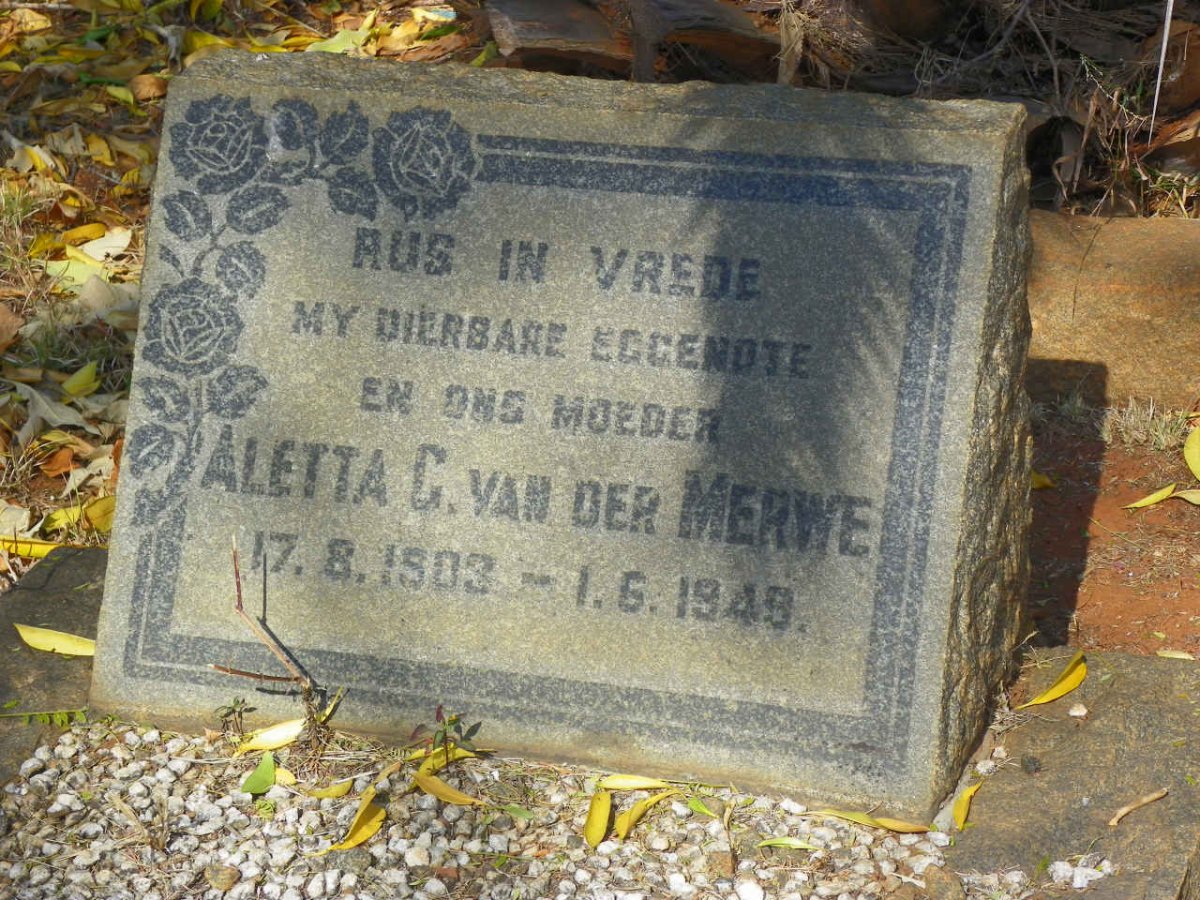 MERWE Aletta G., van der 1903-1949