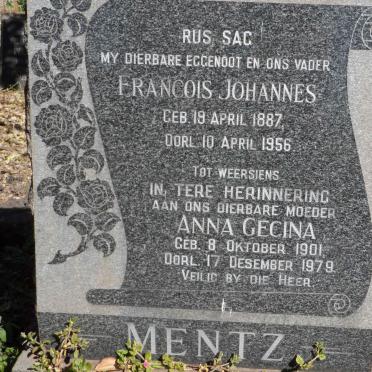 MENTZ Francois Johannes 1887-1956 &amp; Anna Gecina 1901-1979