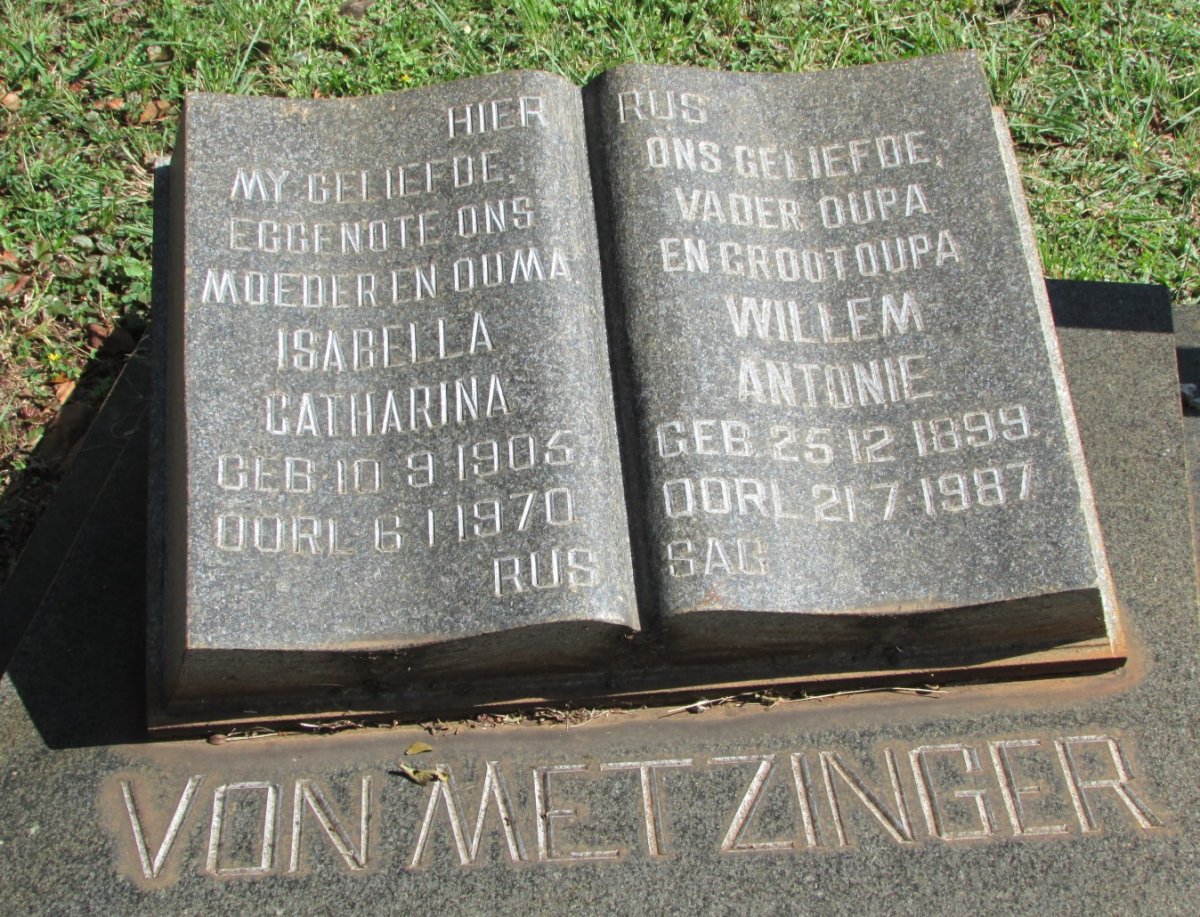 METZINGER Willem Antonie, von 1899-1987 &amp; Isabella Catharina 1905-1970