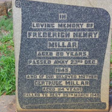MILLAR Gertrude -1949 :: MILLAR Frederich Henry -1945