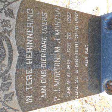 MORTON P.J. 1918-1966 &amp; M.J. 1927-1967