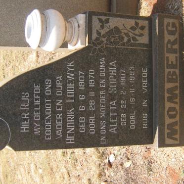 MOMBERG Hendrik Lodewyk 1907-1970 &amp; Aletta Sophia 1907-1993