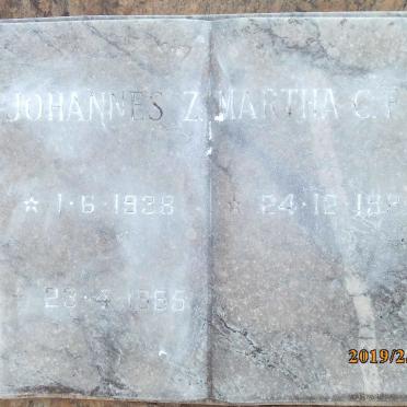 MOOLMAN Johannes Z. 1938-1985 :: MOOLMAN Martha C.F.P. 1989-