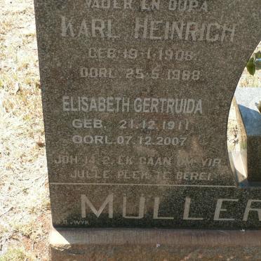 MULLER Karl Heinrich 1908-1988 &amp; Elisabeth Gertruida 1911-2007