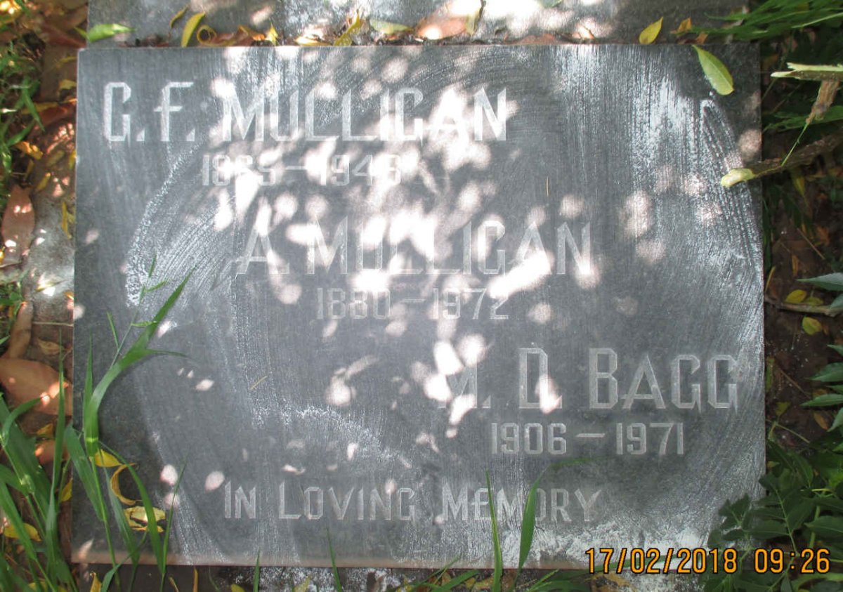 MULLIGAN G.F. 1865-1949 :: MULLIGAN A. 1880-1972 :: BAGG M.D. 1906-1971