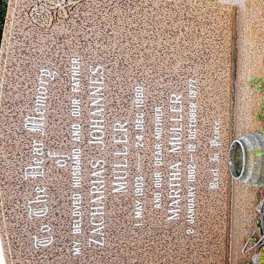 MULLER Zacharias Johannes 1903-1960 &amp; Martha 1902-1977